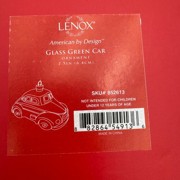 Lenox Ornament Glass Green Car 5 inch - Picture 8 of 9